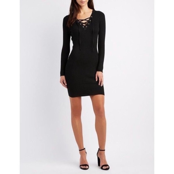Charlotte Russe • Knit + Lace Up Neckline - Picture 1 of 5